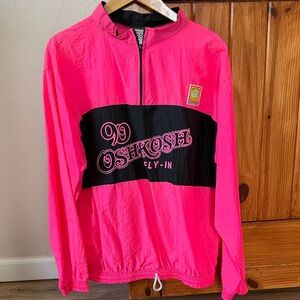 Vintage1990 Oshkosh Fly-In Neon Pink Windbreaker Speed Limit 88 Made in USA OSFA